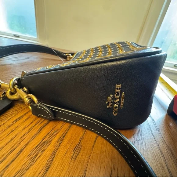 Coach Teri Shoulder Bag CY646 Black Leather Gold Hardware Crossbody  Purse - Picture 11 of 15